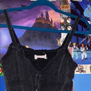 Mustard Seed Black Sleeveless Top with Button Details